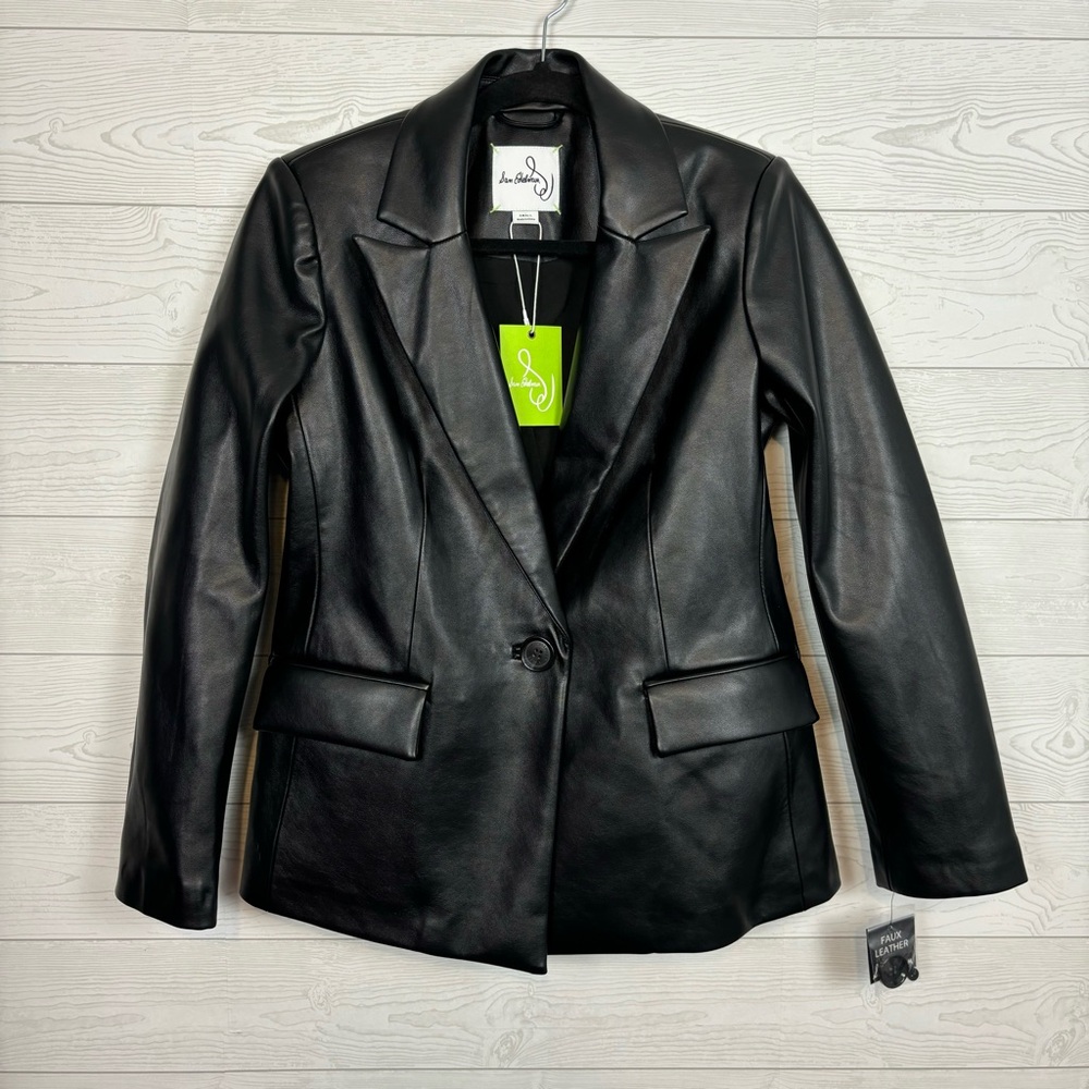 Sam Edelman Black Faux Leather Blazer Jacket Size Small NWT